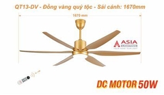 Quạt Trần Đèn Cao Cấp 6 Cánh Asia Lighting QT13-DV-01 (Đồng vàng quý tộc)