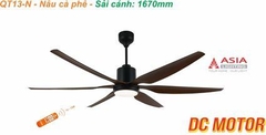 Quạt Trần Đèn Cao Cấp 6 Cánh Asia Lighting QT13-N-01 (Nâu cà phê)