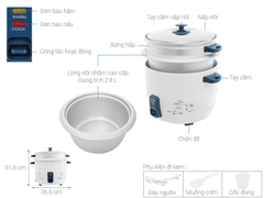 Nồi Cơm Điện Sharp 2,8 Lít KSH-D28SV-CH Nắp Rời