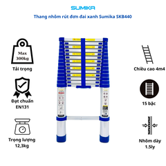 Thang Nhôm Rút Đơn Đai Xanh Sumika SKB440