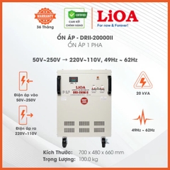 Ổn Áp LiOA 1 Pha 20KVA DRII-20,000II (50-250v) - New Đồng hồ điện tử