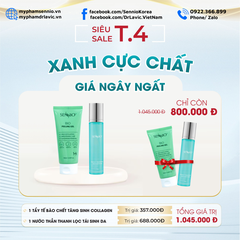 Bộ đôi dưỡng da làm sạch tái sinh da tăng sinh collagen cho da - Combo xanh gel tẩy tế bào chết nước hoa hồng Sennio