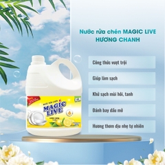Nước rửa chén bát hương chanh sả Magic Live diệt 99% vi khuẩn, các mùi khó chịu