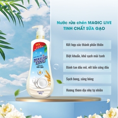 Nước rửa chén bát tinh chất gạo Magic Live diệt 99% vi khuẩn, các mùi khó chịu