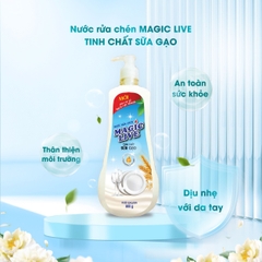 Nước rửa chén bát tinh chất gạo Magic Live diệt 99% vi khuẩn, các mùi khó chịu