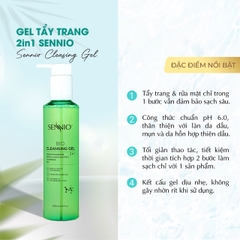 Gel tẩy trang kiêm tạo bọt rửa mặt 2in1 SENNIO Sạch sâu, sáng khoẻ da, ngừa mụn, cân bằng pH bảo vệ hàng rào da, giảm tiết dầu nhờn Dành cho da khô, nhạy cảm, da dầu SNO826