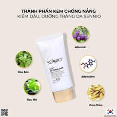 KEM CHỐNG NẮNG DƯỠNG DA, KIỀM DẦU SENNIO - Sennio daily natural cream SPF50 PA+++ SENNIO SNO 803