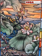 Vách thông phòng điêu khắc hoa sen Coba Artglass