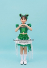 Cho thuê đồ nhảy nữ hiện đại mầm non, cấp 1 - Xanh lá kim sa (Ếch xanh)