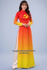 Cho thuê trang phục áo dài nữ cờ Đảng lụa mịn, đẹp, co giãn, chất lượng