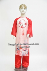 Cho thuê trang phục áo dài thiếu nhi đỏ hoa hồng đẹp, chất lượng, giá tốt