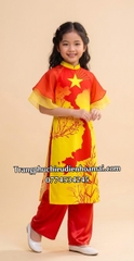 Cho thuê trang phục áo dài thiếu nhi đỏ sao vàng bản đồ đẹp, chất lượng, giá tốt