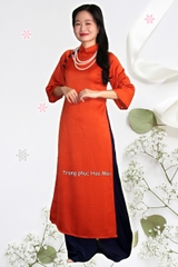 Cho thuê trang phục áo dài nữ truyền thống cam suông trơn vải đẹp, mịn, chất lượng giá tốt