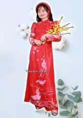 Cho thuê áo dài nữ truyền thống đỏ hạc 4 tà vải lụa đẹp, chất lượng, giá tốt