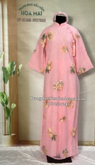 Cho thuê trang phục áo dài nữ truyền thống hồng tơ hoa 4 tà múa vải đẹp, mịn, chất lượng giá tốt