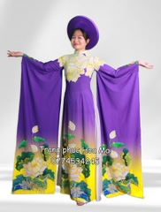 Cho thuê đồ múa, áo dài nữ truyền thống tà dài tím sen đẹp, chất lượng