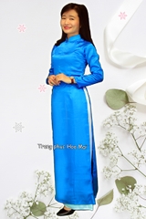 Cho thuê áo dài nữ truyền thống xanh dương trơn