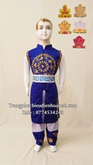 Cho thuê đồ trang phục Âu lạc nam thiếu nhi Mầm non cấp 1 Xanh dương trống đồng đẹp, chất lượng