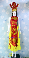 Cho thuê đồ trang phục Âu Lạc nữ đỏ dài đẹp, chất lượng