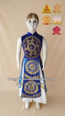 Cho thuê đồ trang phục Âu lạc nữ thiếu nhi mầm non cấp 1 xanh dương trống đồng đẹp, chất lượng