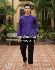 Cho thuê trang phục áo bà ba nam vạt hò màu tím Huế đẹp, giá rẻ, chất lượng tốt