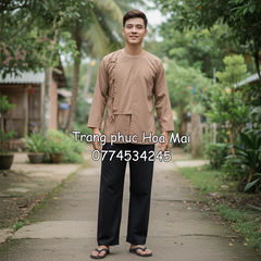 Cho thuê trang phục áo bà ba nam vạt hò màu vàng đẹp, giá rẻ, chất lượng tốt