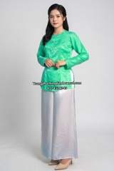 Cho thuê trang phục đồ bà ba nữ xanh ngọc gấm đẹp, chất lượng, giá tốt