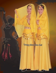 Cho thuê Trang phuc Ấn Độ -belly dance nữ vàng tay dài