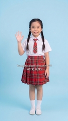 Cho thuê đồng phục nữ thiếu nhi trắng đỏ caro đẹp, chất lượng, giá tốt