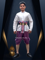 Cho thuê trang phục truyền thống Campuchia nam tím đẹp, chất lượng