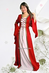 Cho thuê trang phục Châu Âu nữ cổ đại xưa đỏ trắng đẹp, chất lượng