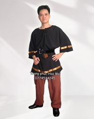 Cho thuê trang phục Châu Âu nam cổ đại trung cổ đen viền vàng đẹp, chất lượng