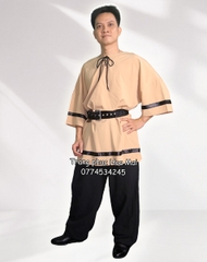 Cho thuê trang phục Châu Âu nam cổ đại trung cổ kem viền đen đẹp, chất lượng