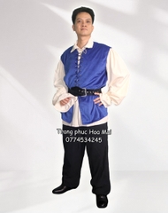Cho thuê trang phục Châu Âu nam cổ đại trung cổ xanh dương đẹp, chất lượng