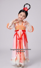 Cho thuê đồ trang phục trung thu, đồ chị Hằng Nga thiếu nhi chú cuội trắng cam thêu hoa đẹp, giá tốt