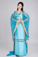 Cho thuê đồ trang phục trung thu đồ chị Hằng chú Cuội xanh dương ren kim sa đẹp, chất lượng, giá tốt
