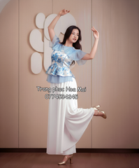 Cho thuê trang phục đồ múa dân gian đương đại nữ yếm trắng xanh đẹp, giá tốt