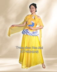 Cho thuê trang phục đồ múa dân gian đương đại nữ yếm vàng hạc đẹp, giá tốt