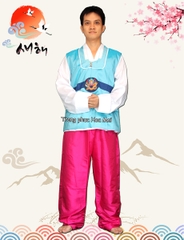 Cho thuê trang phục Hàn Quốc-Hanbok nam Xanh dương nhạt đẹp, chất lượng