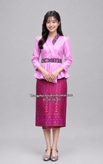 Cho thuê trang phục truyền thống nước Lào nữ hồng đẹp, chất lượng