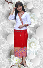 Cho thuê trang phục truyền thống nước Lào nữ trắng đẹp, chất lượng