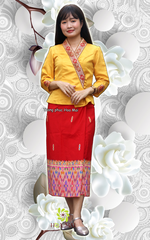 Cho thuê trang phục truyền thống nước Lào nữ vàng đẹp, chất lượng