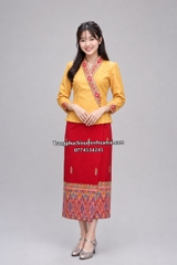 Cho thuê trang phục truyền thống nước Lào nữ vàng đẹp, chất lượng