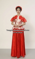 Cho thuê trang phục đồ múa dân gian đương đại nữ yếm trắng đỏ đẹp, giá tốt