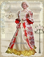 Cho thuê trang phục quý tộc Pháp đỏ cao cấp, đẹp, sang trọng, quý phái