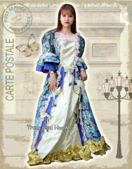 Cho thuê trang phục quý tộc Pháp, Châu Âu xanh dương đẹp, sang trọng