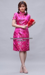 Cho thuê sườn xám nữ ngắn gấm hồng đẹp, quyến rũ, tôn dáng, chất lượng, giá tốt