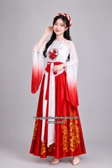 Cho thuê trang phục đồ múa tứ thân cách tân trắng đỏ tay lỡ đẹp, giá tốt