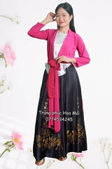 Cho thuê trang phục đồ múa tứ thân hồng trơn đẹp, giá tốt nhất