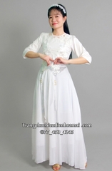 Cho thuê váy múa nữ trắng hoa dán đẹp, chất lượng giá tốt